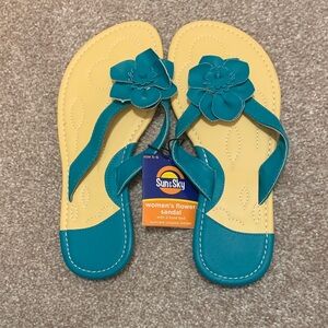 SunSky Women's Flower Sandals - Teal
